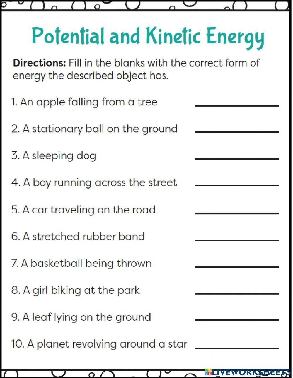Potential And Kinetic Energy Exercise Live Worksheets Worksheets Library Potential And Kinetic Energy Exercise Live Worksheets Worksheets Library