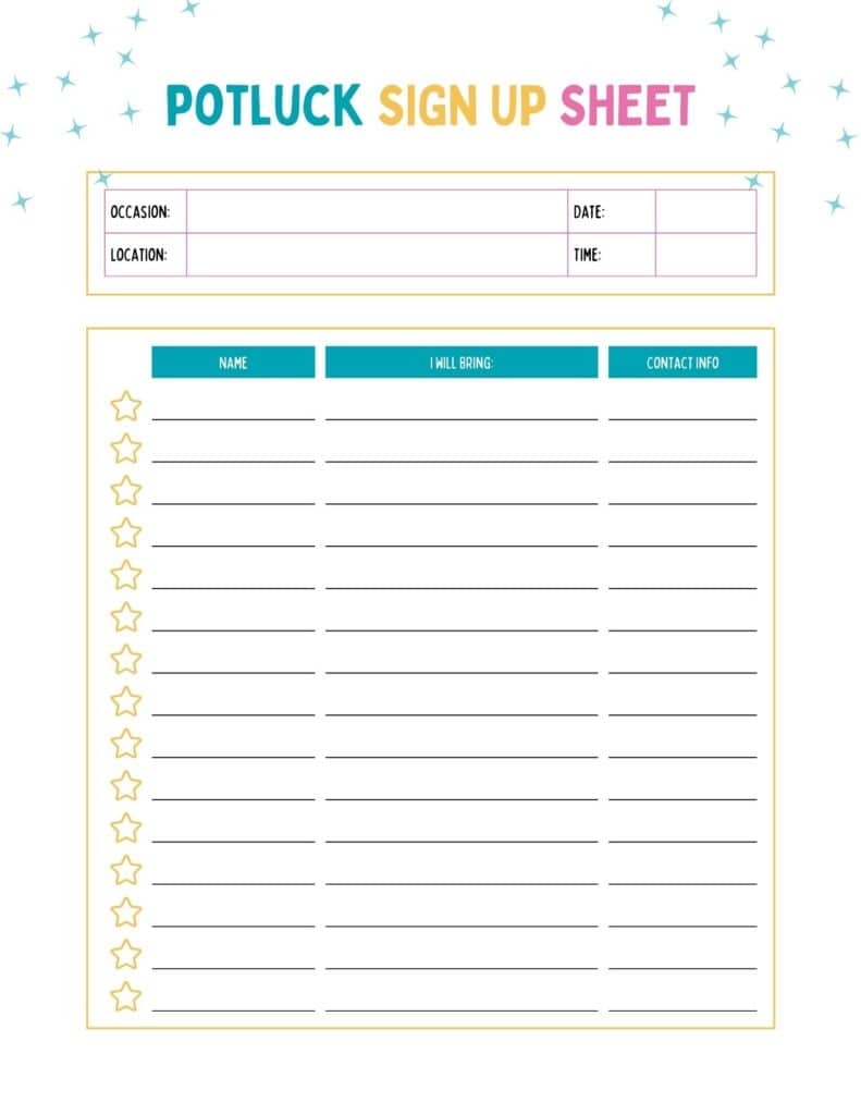 Potluck Sign Up Sheets Free Printables Add A Little Adventure Potluck Sign Up Sheets Free Printables Add A Little Adventure