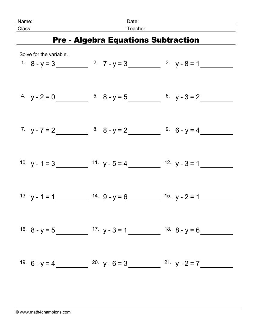 Pre Algebra Equations Worksheets 99Worksheets Worksheets Library Pre Algebra Equations Worksheets 99Worksheets Worksheets Library
