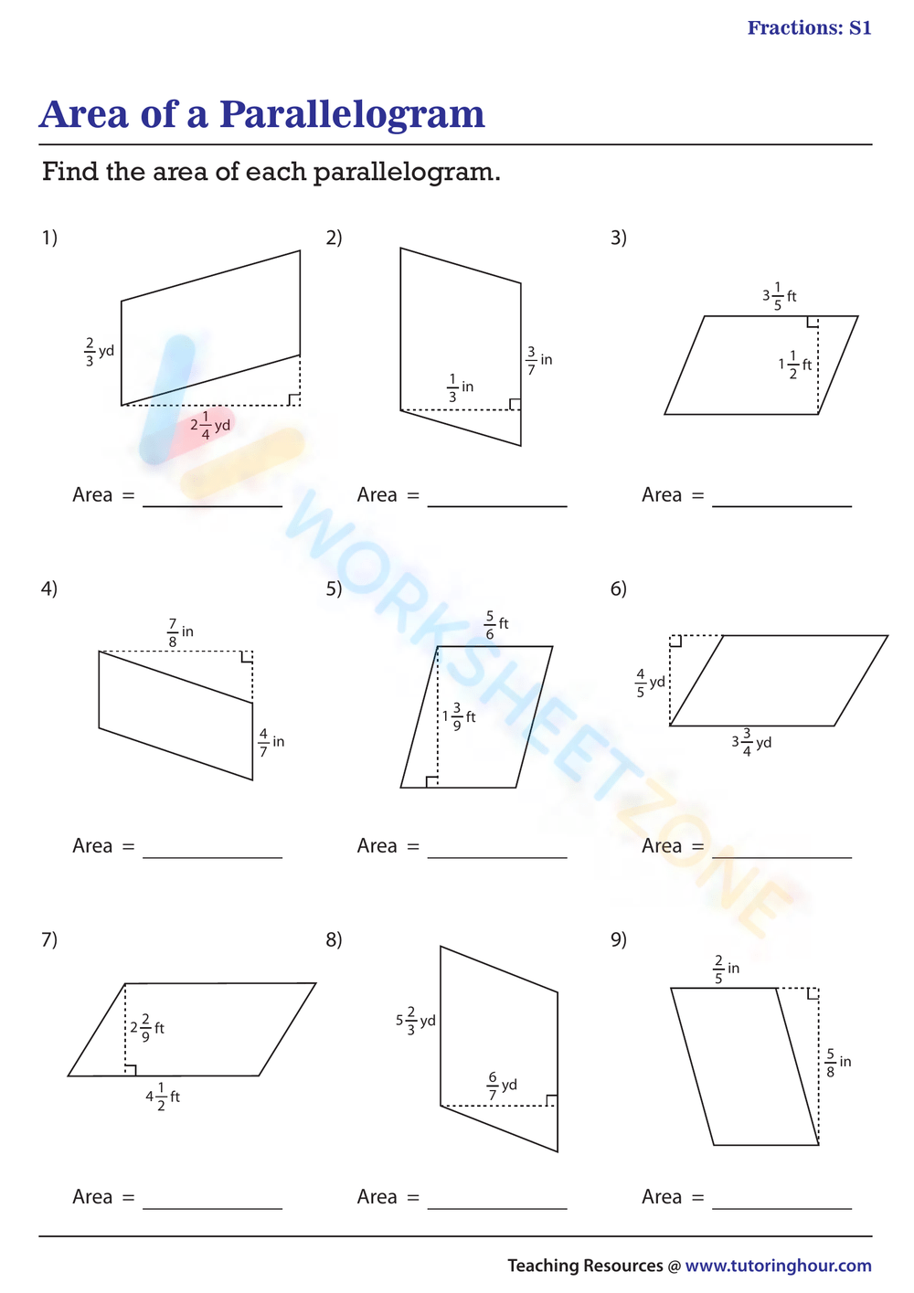 area of parallelogram worksheet area of parallelogram worksheet