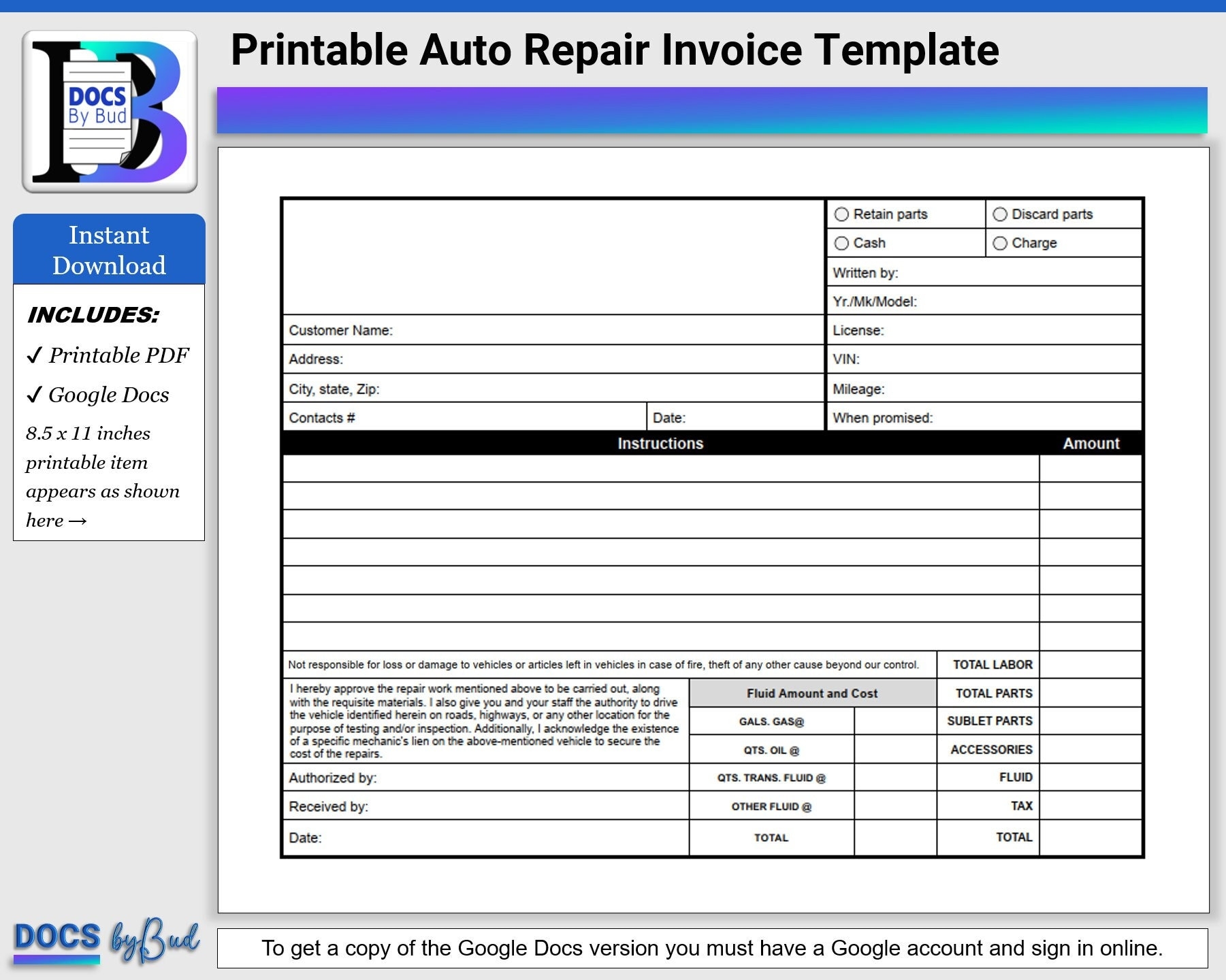 Printable Auto Repair Invoice Template Auto Repair Template Downloadable GOOGLE DOCS Or PDF Printable Auto Repair Estimate For Vehicles Etsy Printable Auto Repair Invoice Template Auto Repair Template Downloadable GOOGLE DOCS Or PDF Printable Auto Repair Estimate For Vehicles Etsy