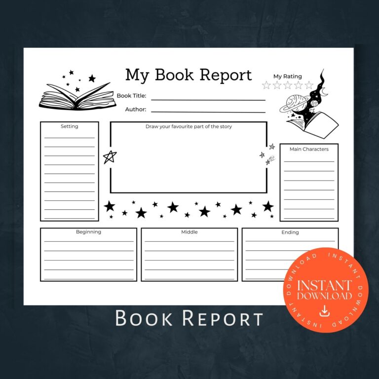 Printable Book Report INSTANT DOWNLOAD Printable Activity Book Report Template Book Review Book Report Printable Home School Reading Etsy