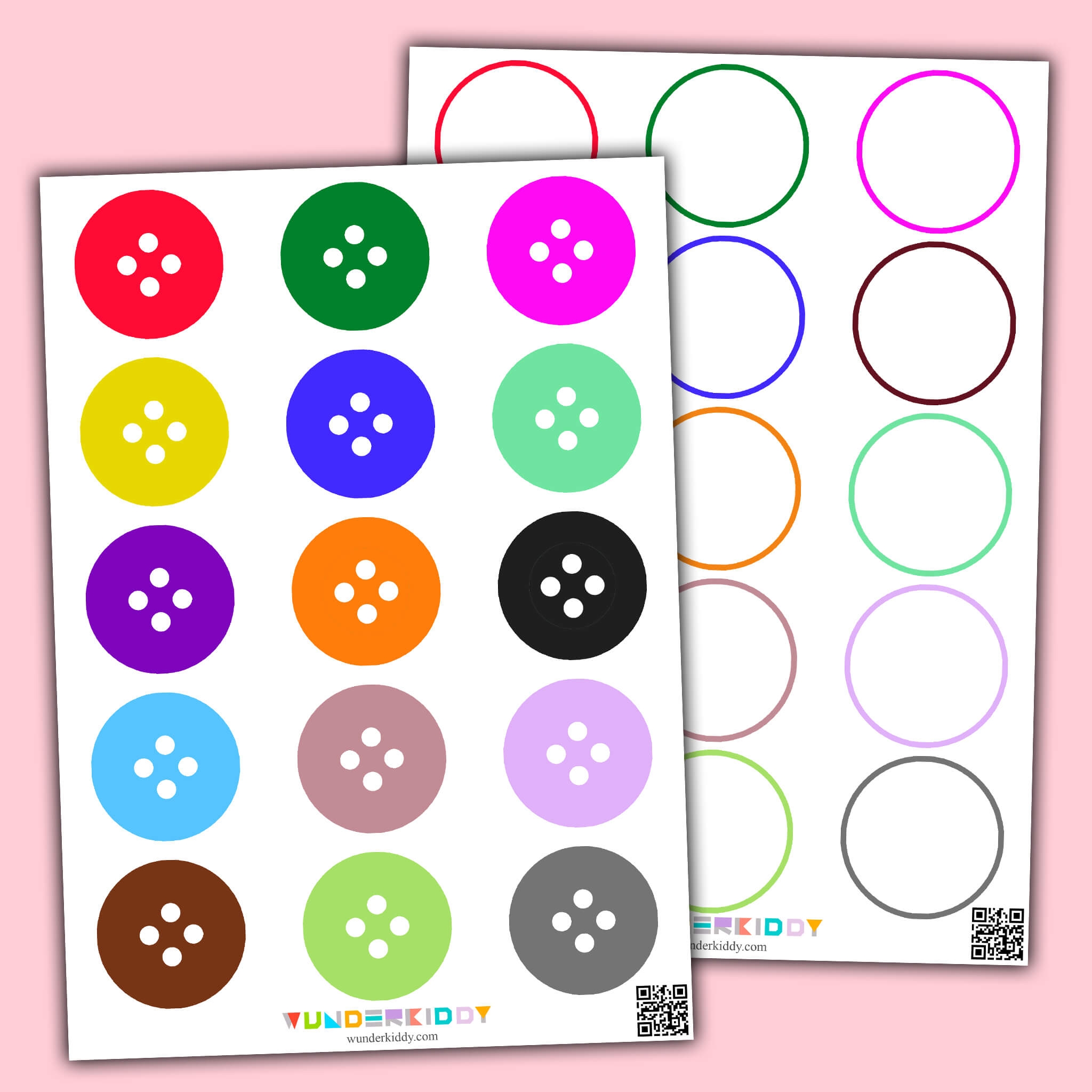 Printable Buttons Color Matching Worksheet For Toddlers
