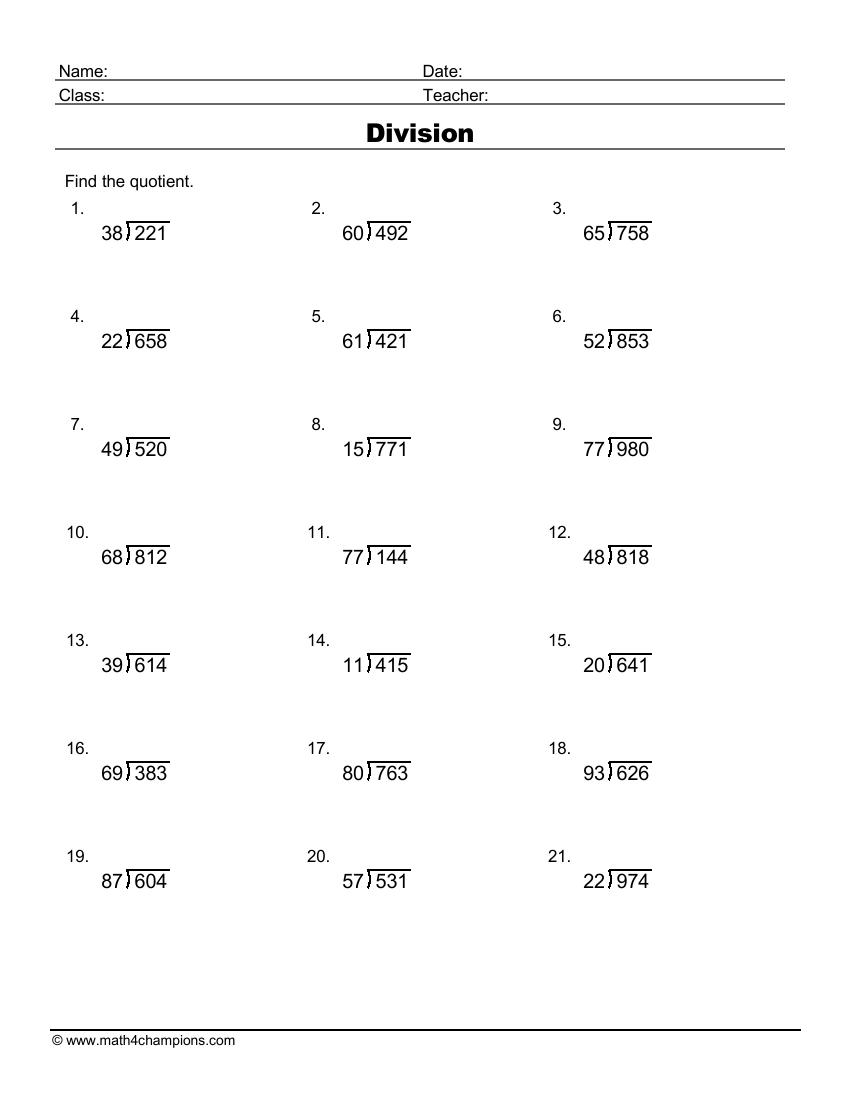 Printable Division Worksheets For Teachers Math Champions Printable Division Worksheets For Teachers Math Champions