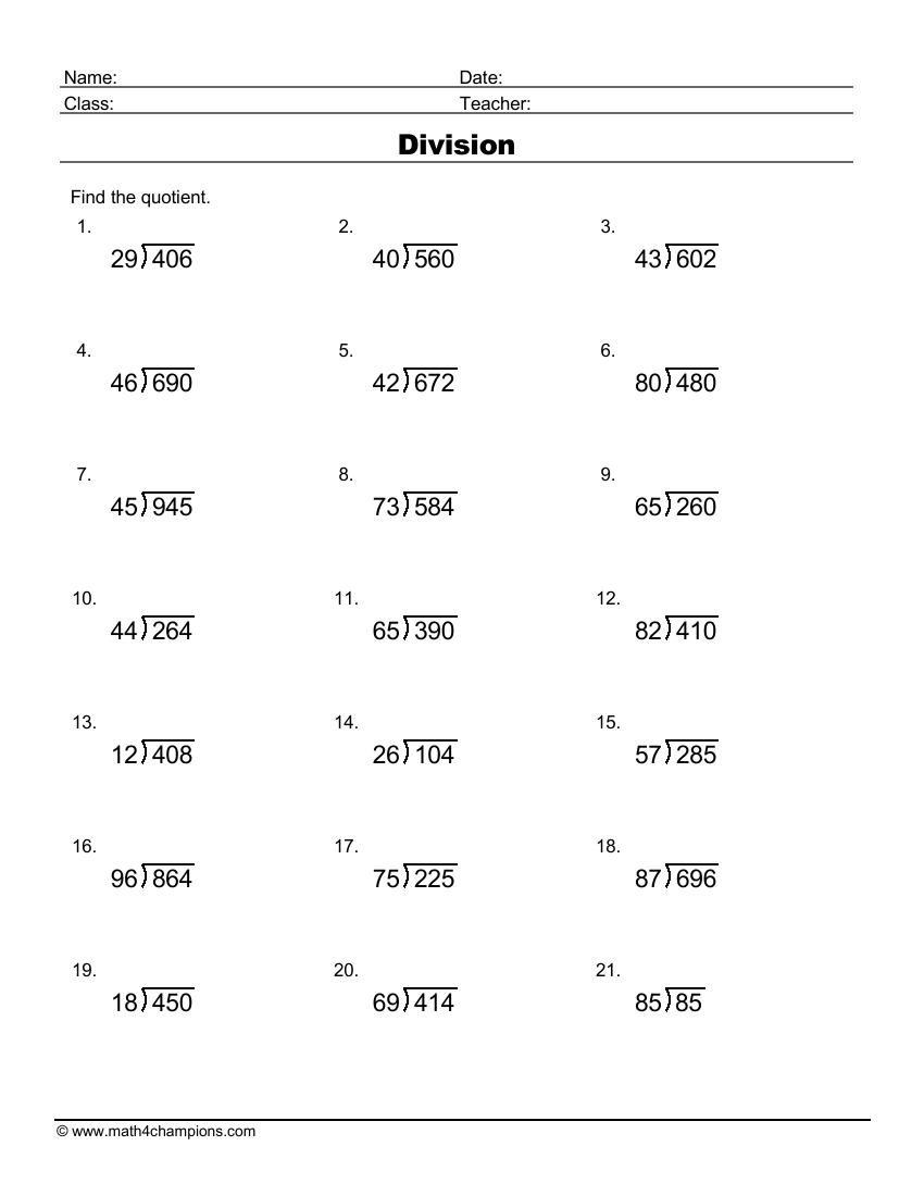 Printable Division Worksheets For Teachers Math Champions Printable Division Worksheets For Teachers Math Champions