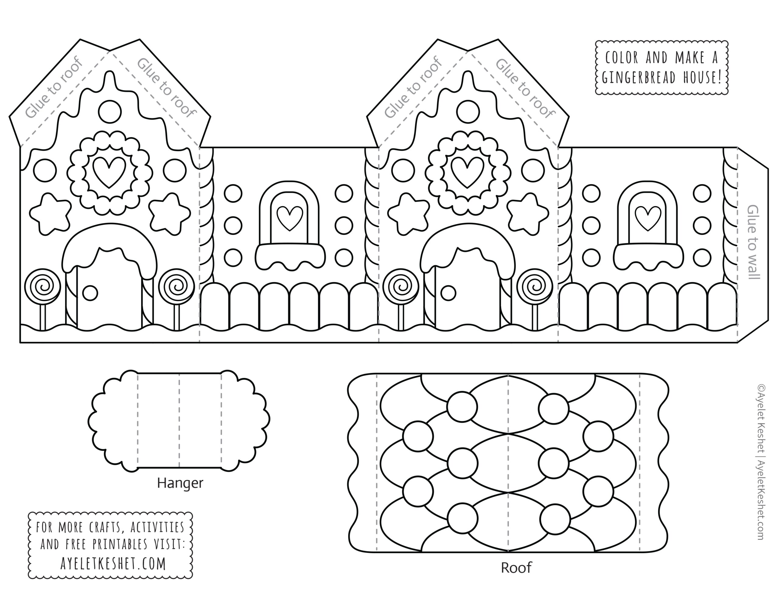 Printable Gingerbread House Template To Color Ayelet Keshet Printable Gingerbread House Template To Color Ayelet Keshet