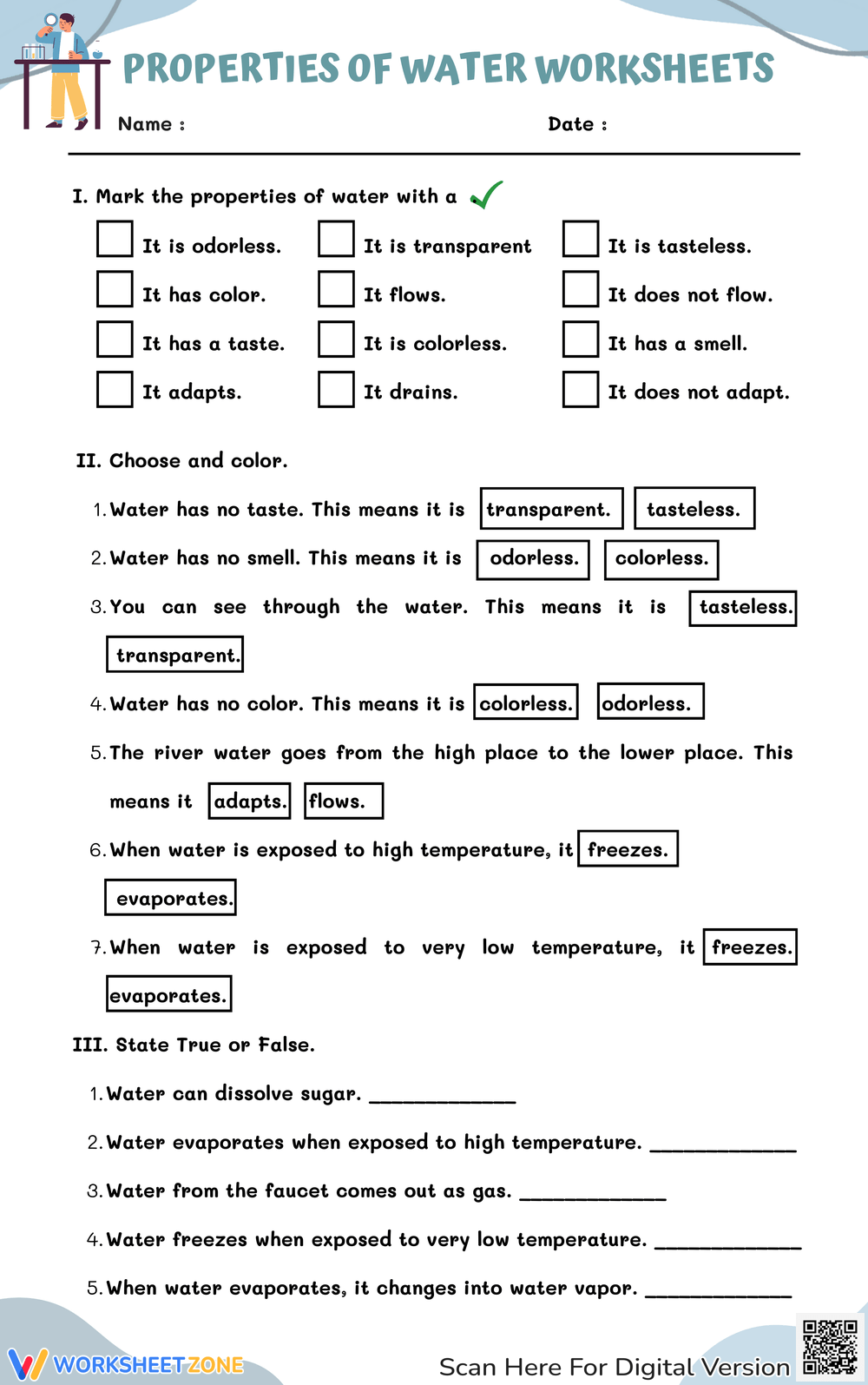 Printable Grade 3 Properties Of Water Worksheets Printable Grade 3 Properties Of Water Worksheets