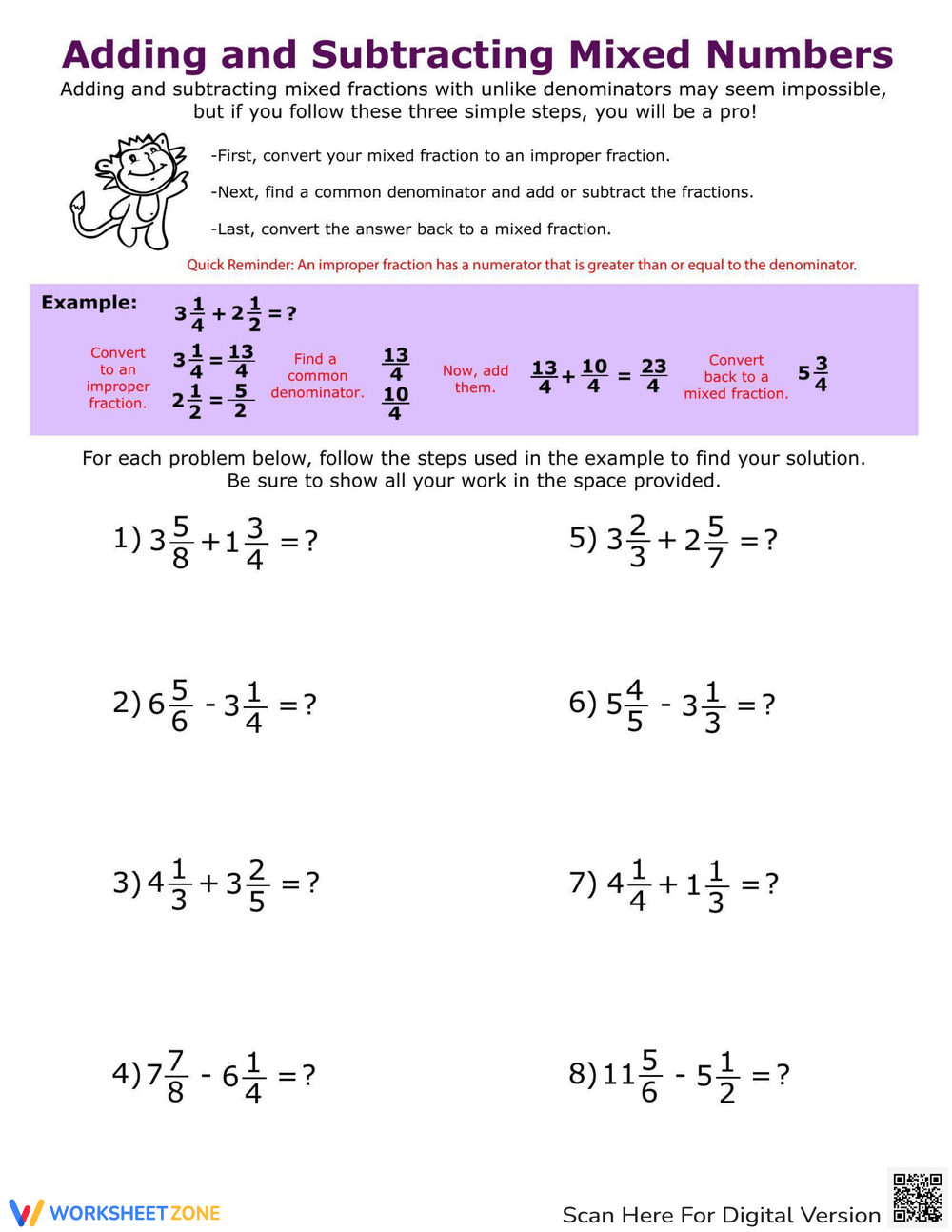 Printable Grade 5 Adding And Subtracting Mixed Numbers Worksheets Download Printable Grade 5 Adding And Subtracting Mixed Numbers Worksheets Download