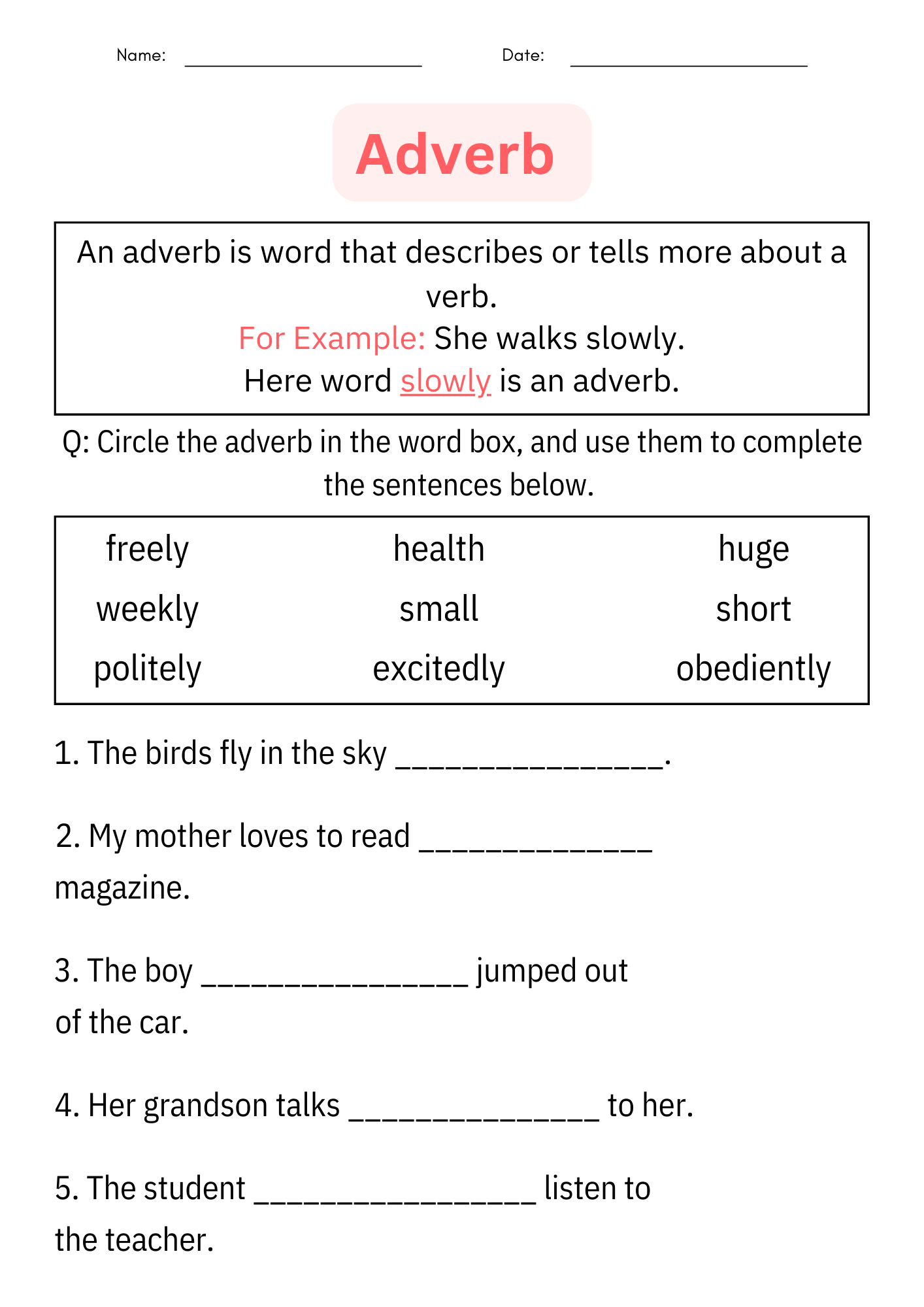 Printable Identifying Adverbs Grammar Worksheet For Kindergarten Made By Teachers Printable Identifying Adverbs Grammar Worksheet For Kindergarten Made By Teachers