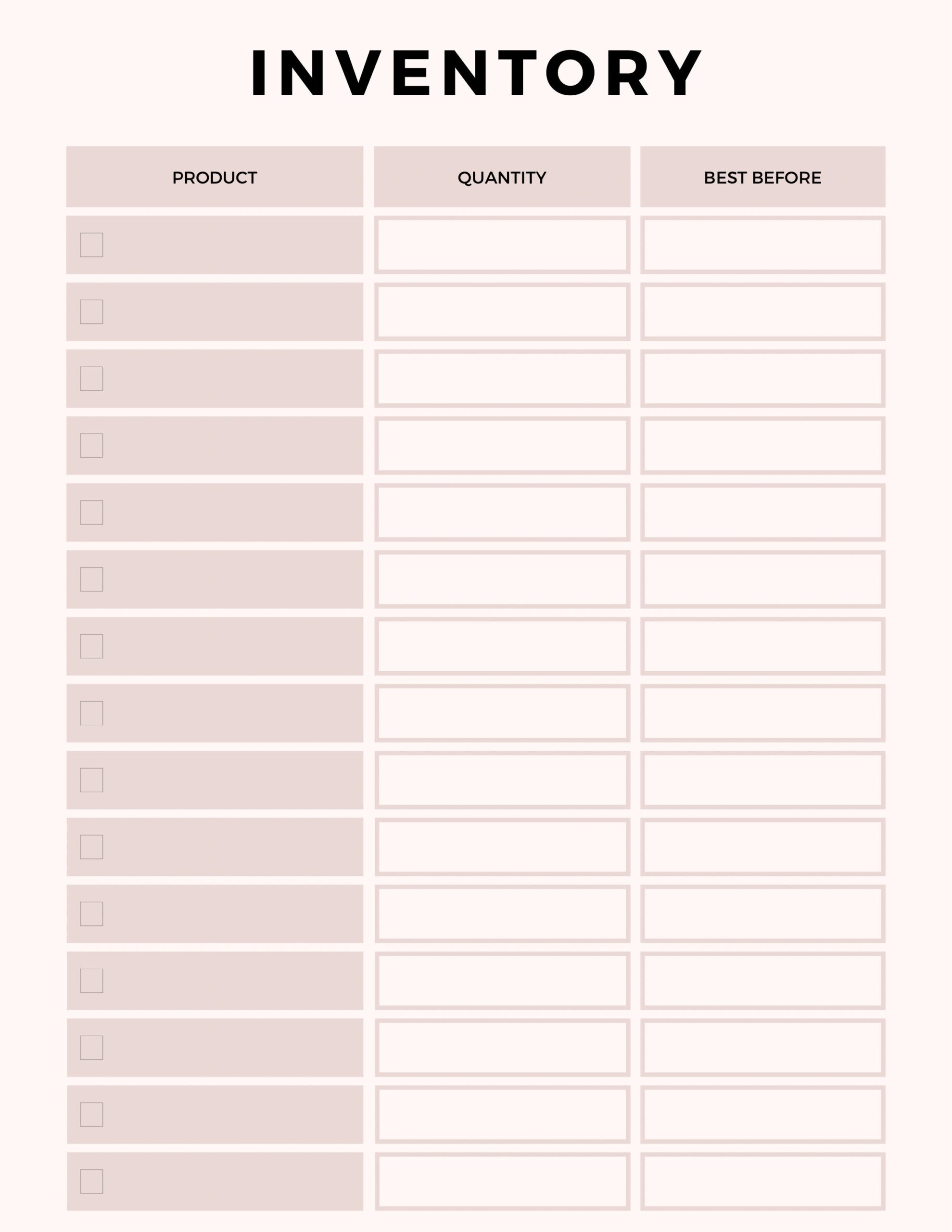 printable simple inventory template