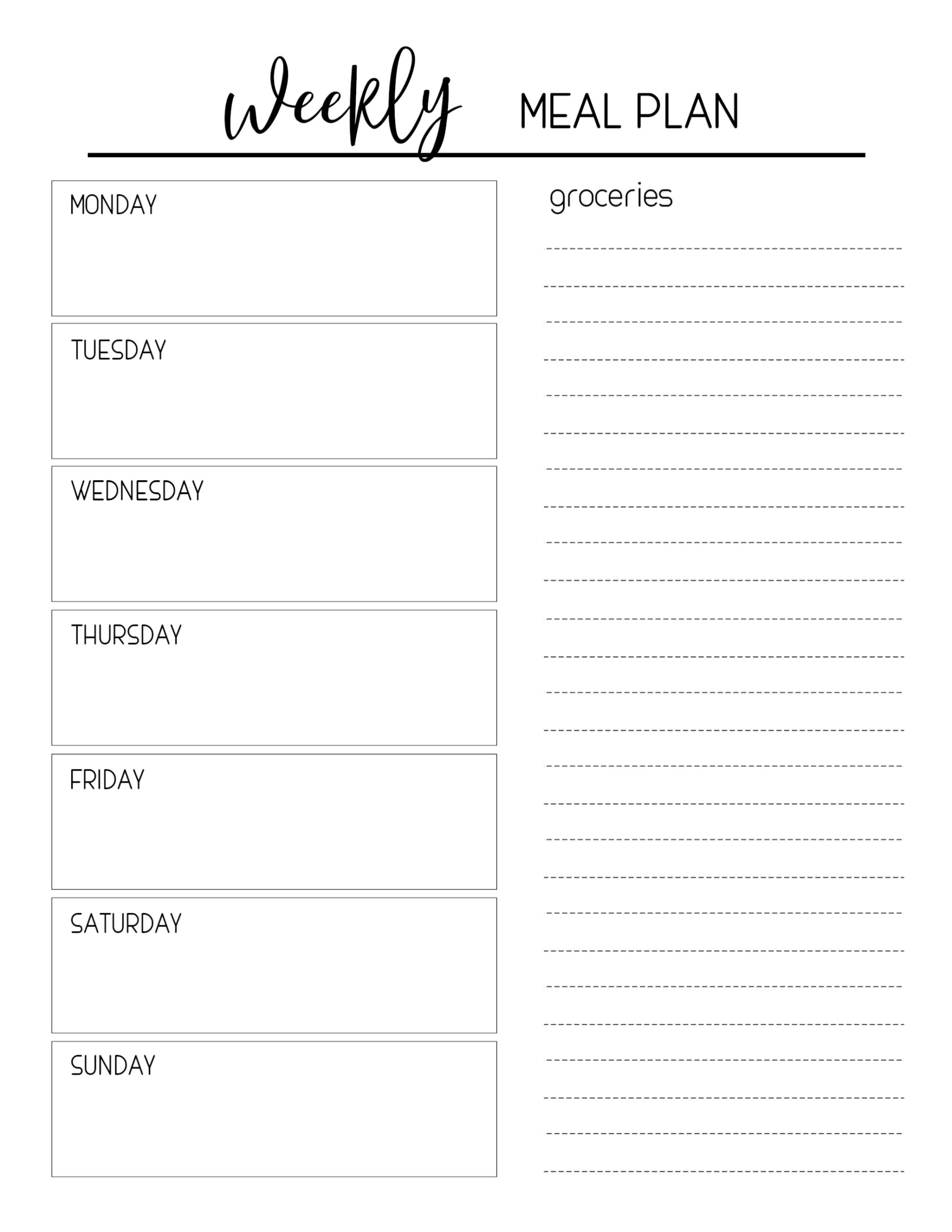free printable weekly meal plan template free printable weekly meal plan template
