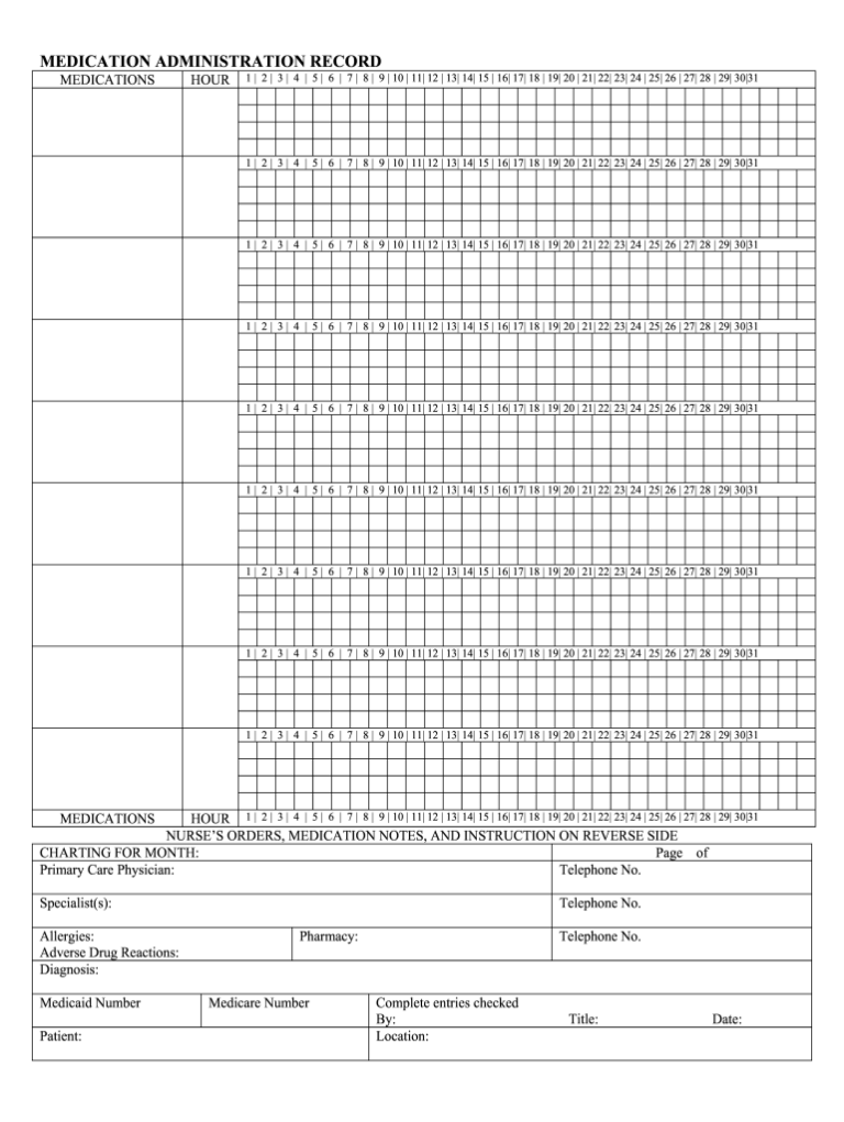 Printable Medication Administration Record Template Word Fill Out Sign Online DocHub