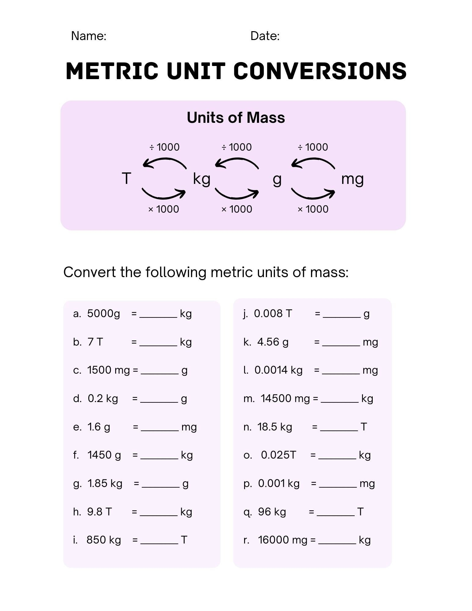 Printable Metric Conversion Worksheets DIGITAL Etsy Printable Metric Conversion Worksheets DIGITAL Etsy