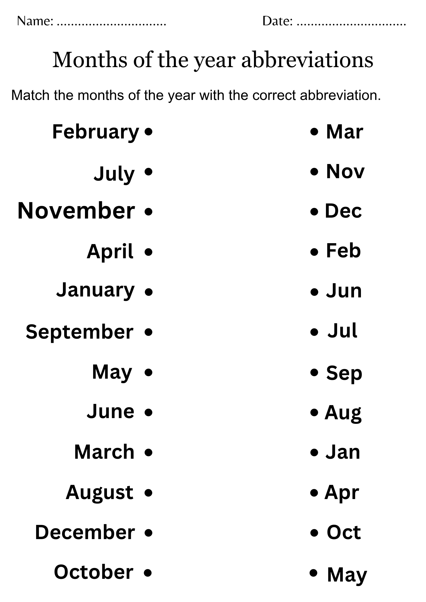 Printable Months Of The Year Abbreviations Worksheet For Kindergarten Made By Teachers Printable Months Of The Year Abbreviations Worksheet For Kindergarten Made By Teachers