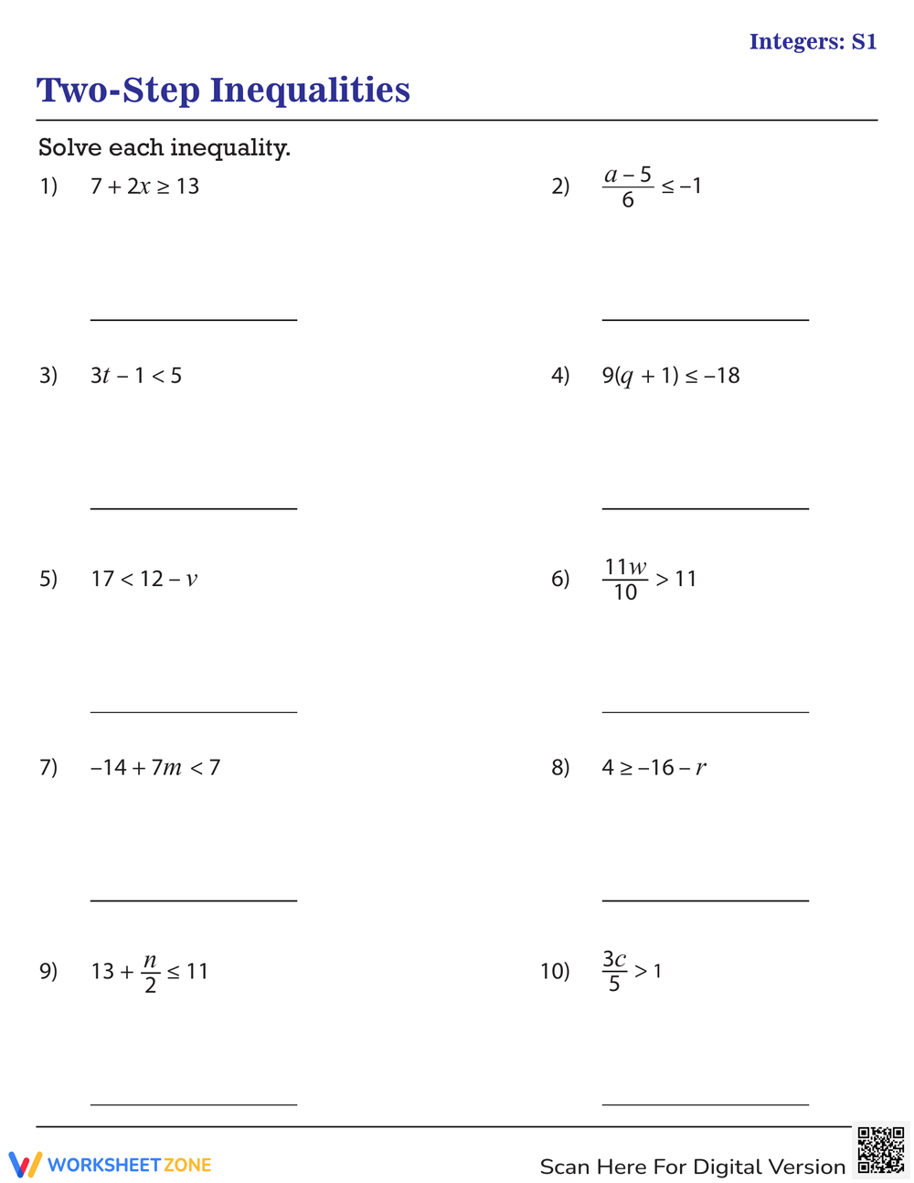 two step inequalities worksheet two step inequalities worksheet