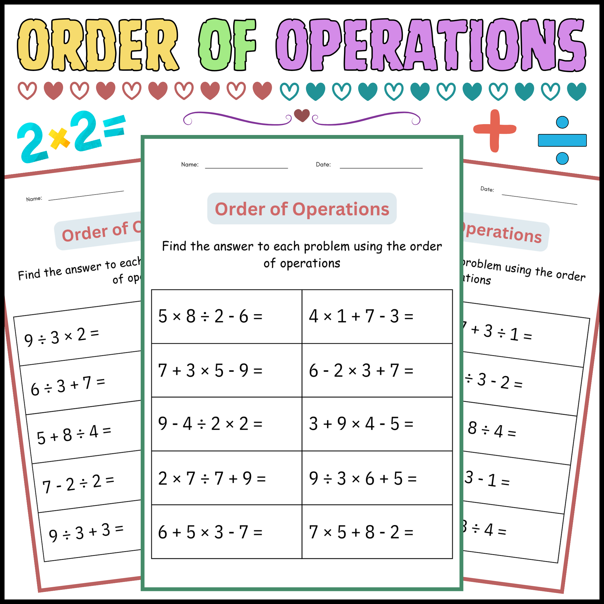 order of operations worksheet order of operations worksheet