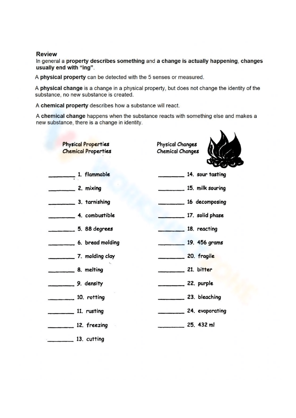 Printable Physical And Chemical Changes Worksheets Download Printable Physical And Chemical Changes Worksheets Download