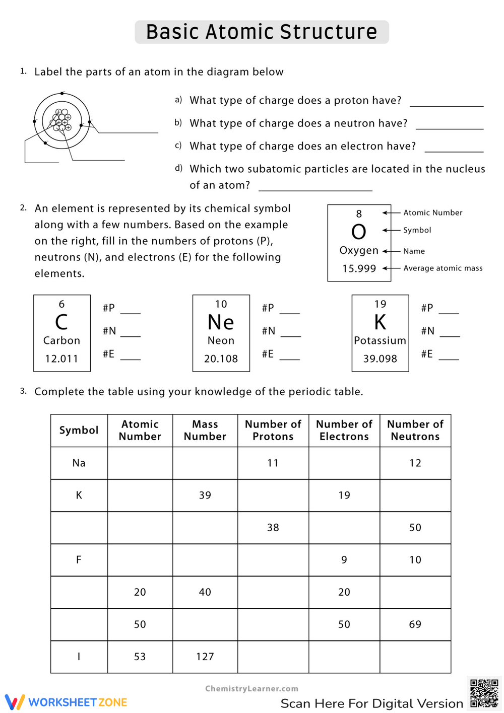 Printable Protons Neutrons And Electrons Practice Worksheets Printable Protons Neutrons And Electrons Practice Worksheets