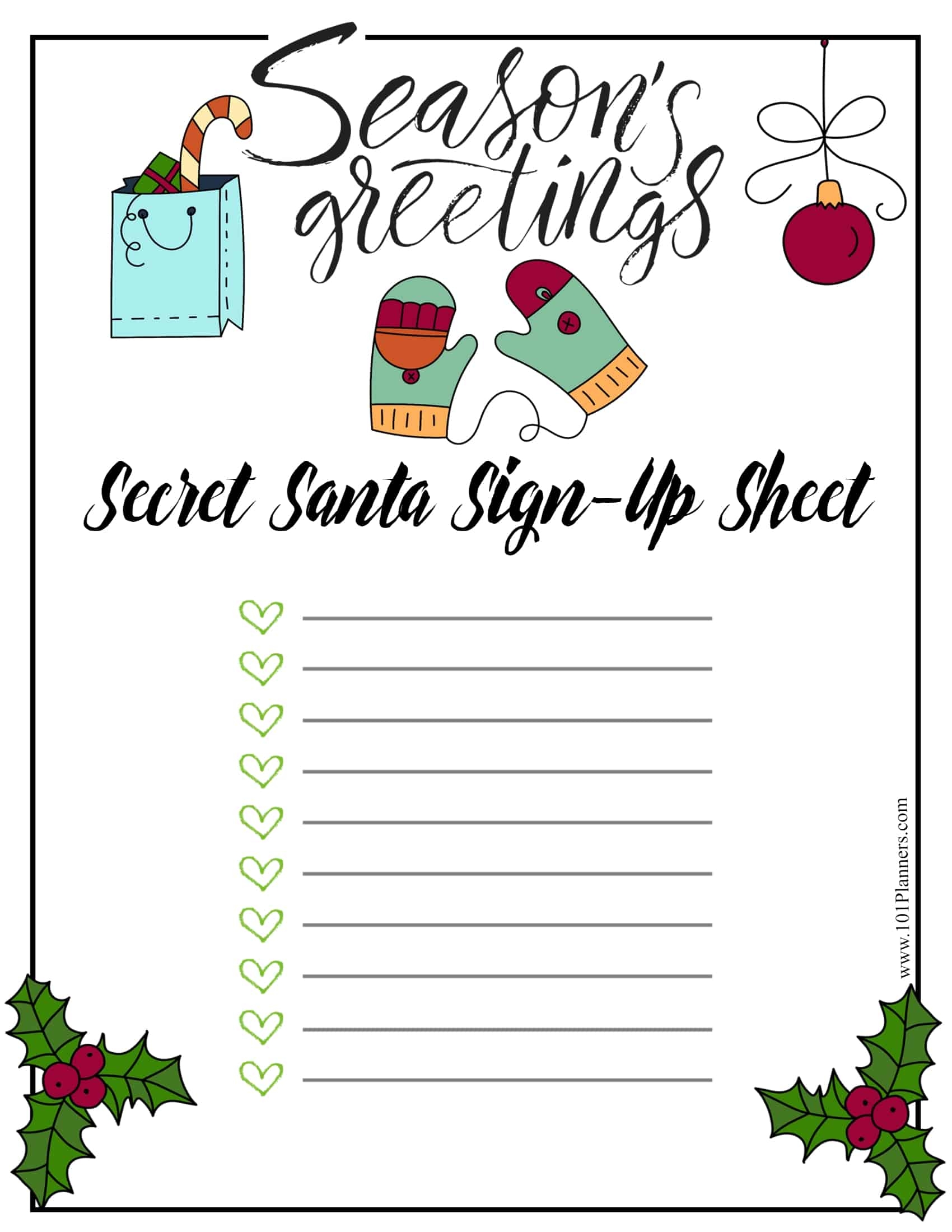 free printable secret santa template