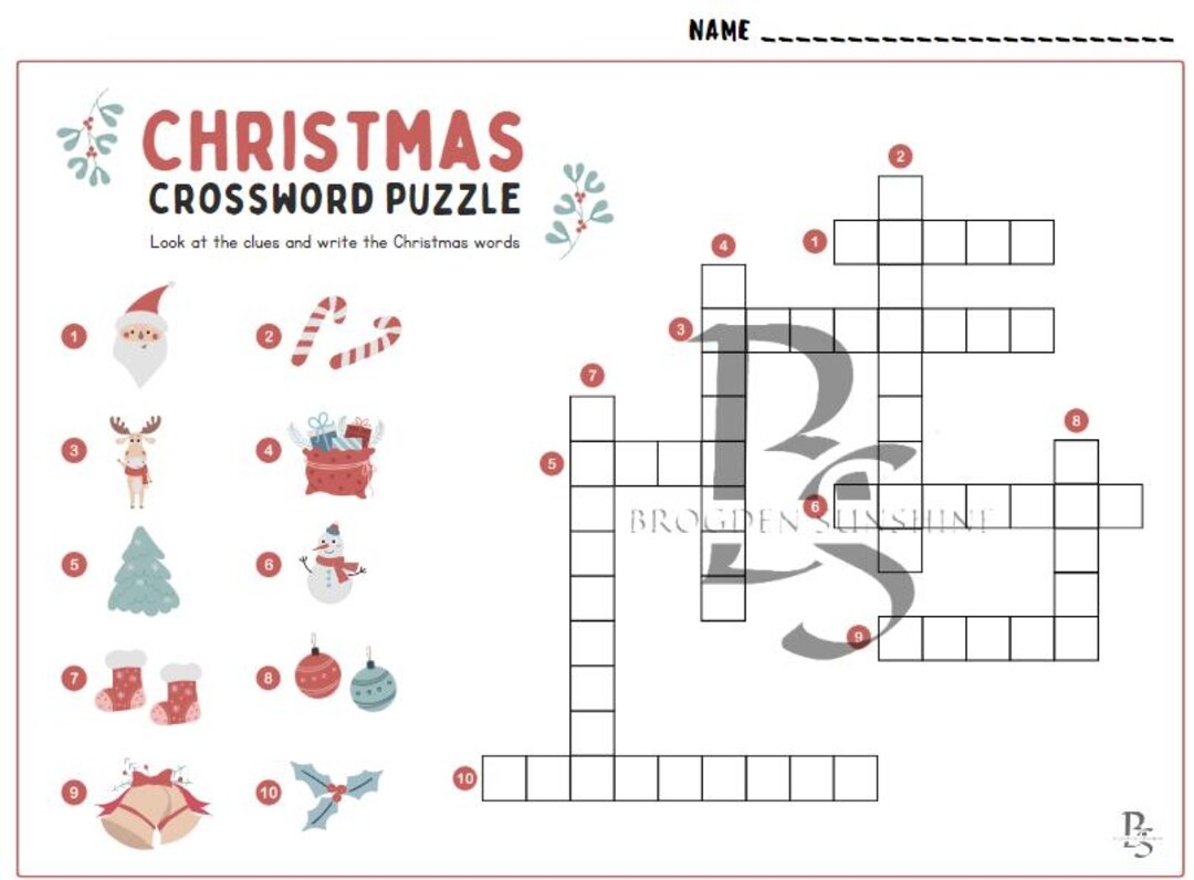 Printable Shareable Merry Christmas Crossword Puzzle Kids Parties Sunday School Handout PDF Holiday Key Included Junior Church Etsy