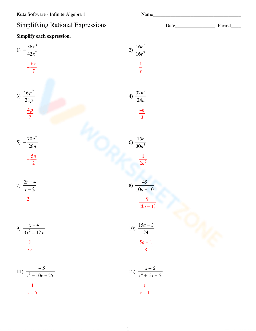 simplifying rational expressions worksheet simplifying rational expressions worksheet