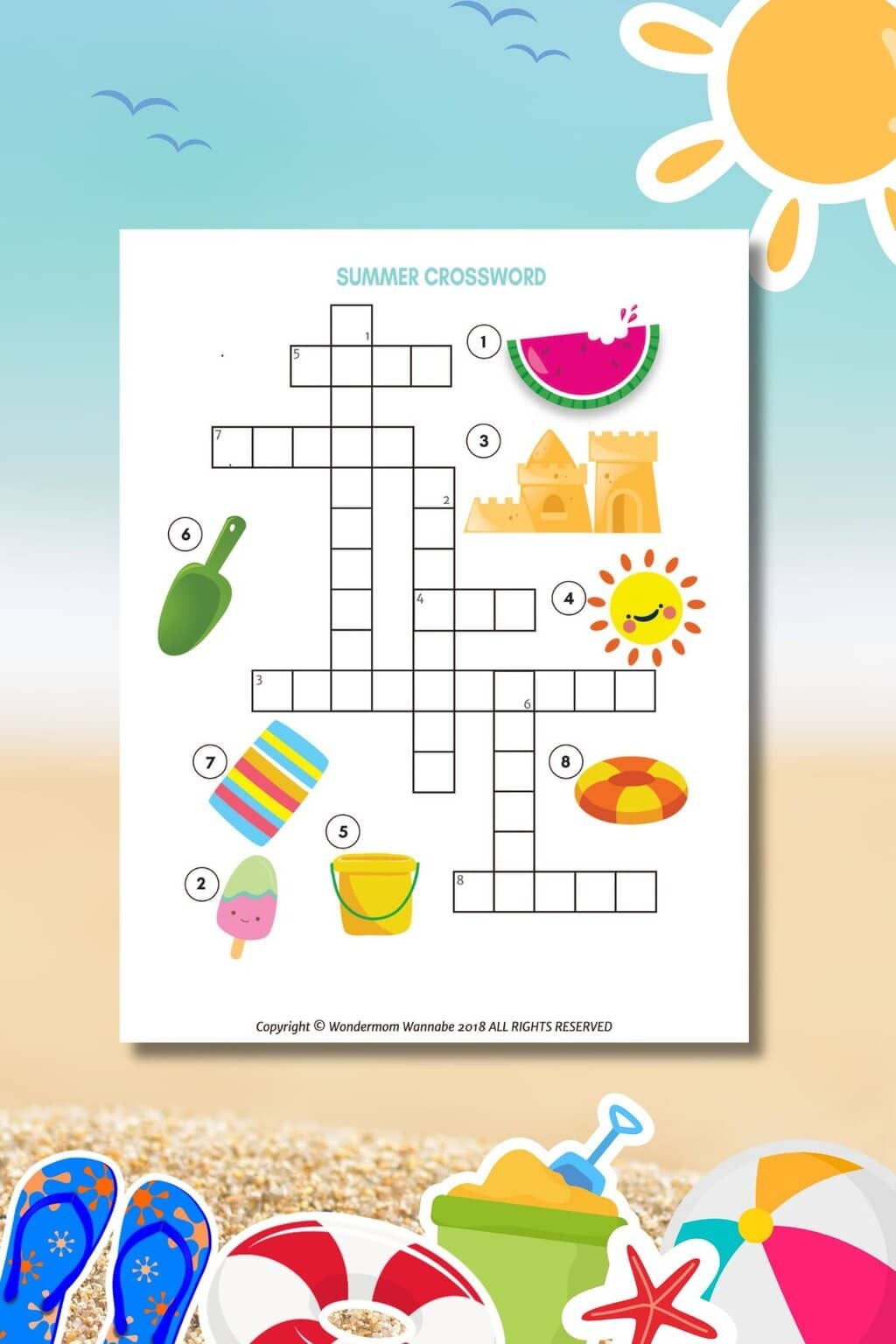 Printable Summer Crossword Puzzle For Kids Printable Summer Crossword Puzzle For Kids