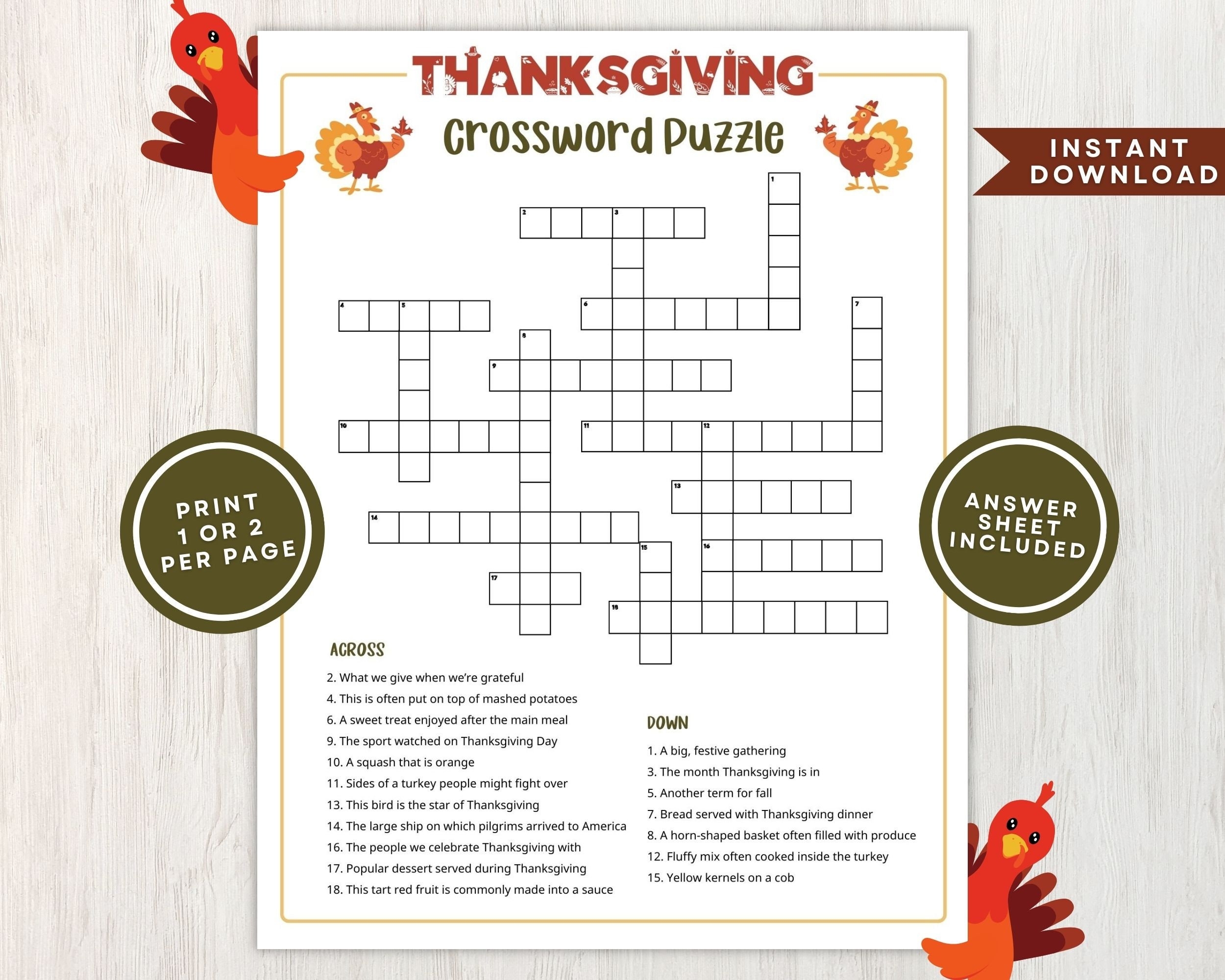 thanksgiving crossword free printable thanksgiving crossword free printable