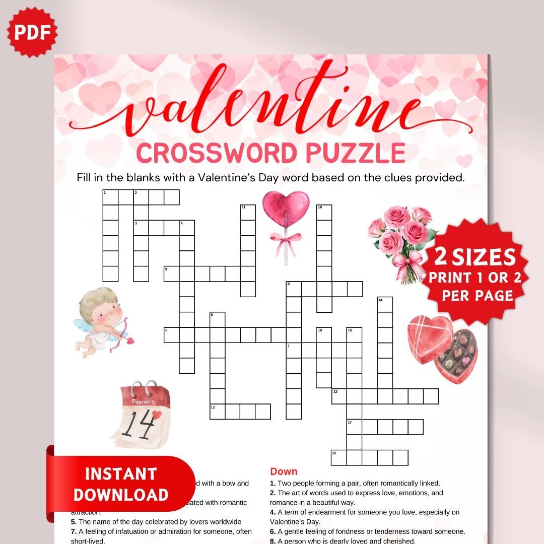 Printable Valentines Day Crossword Puzzle Valentine Party Game For Adults Kids Family Games Word Puzzle Valentines Classroom Activity Etsy Printable Valentines Day Crossword Puzzle Valentine Party Game For Adults Kids Family Games Word Puzzle Valentines Classroom Activity Etsy