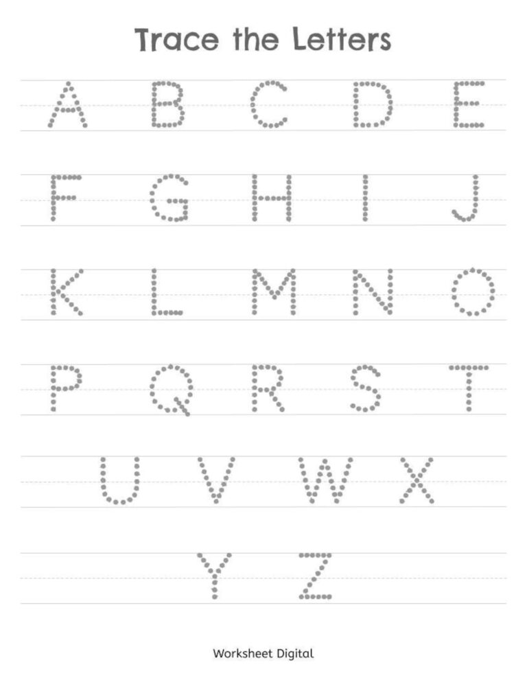 Printable Worksheets Trace The Letters Uppercase A Z Preschool Kindergarten Homeschool Etsy