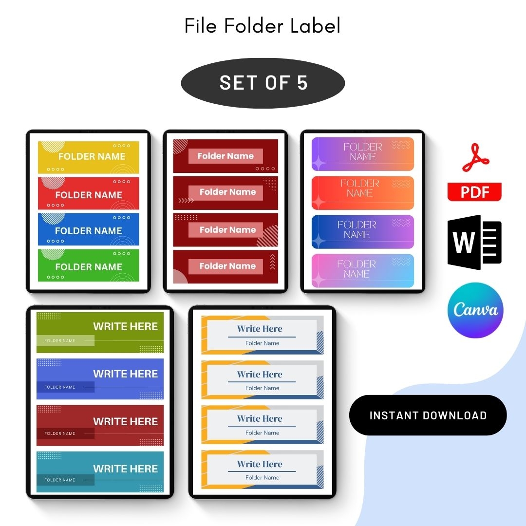 Professional File Folder Labels Template Printable Editable Professional File Folder Labels Template Printable Editable