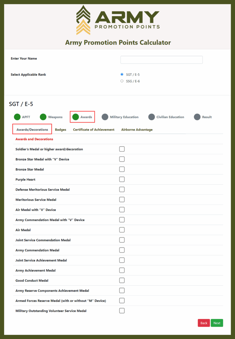 Promotion Points PPW Calculator Worksheets Library