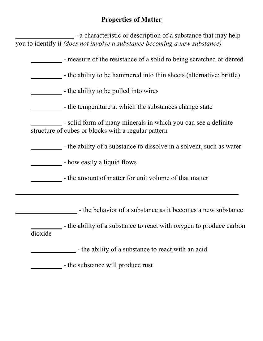 Properties Of Matter Handout Worksheet Science 7th Grade Worksheets Library Properties Of Matter Handout Worksheet Science 7th Grade Worksheets Library