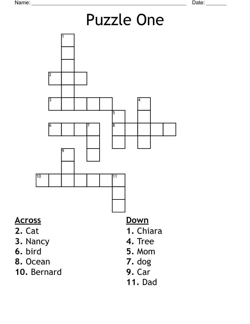Puzzle One Crossword WordMint Puzzle One Crossword WordMint