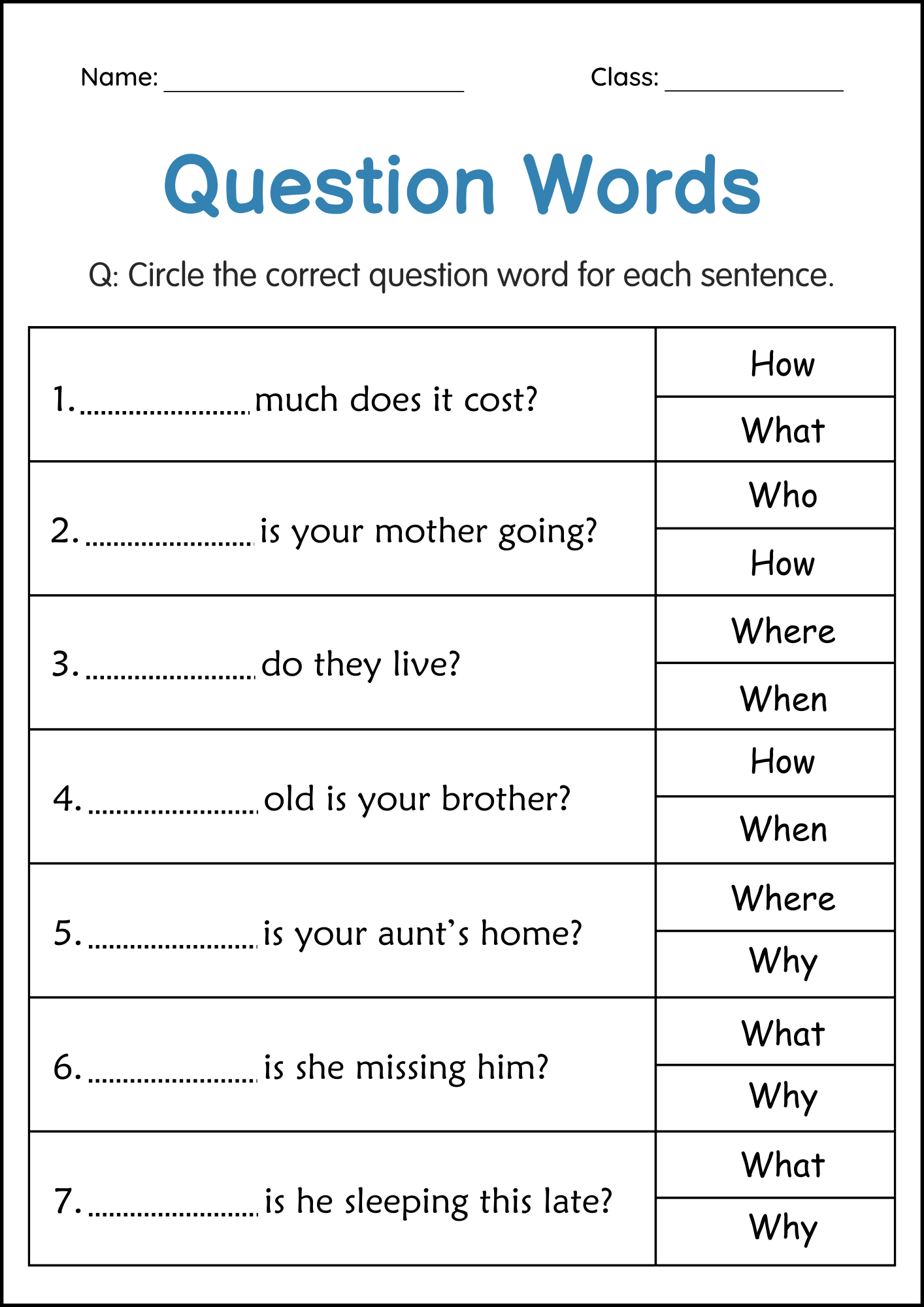 Question Words Worksheets With Answers 2nd Grade Writing Questions Activities Made By Teachers Question Words Worksheets With Answers 2nd Grade Writing Questions Activities Made By Teachers