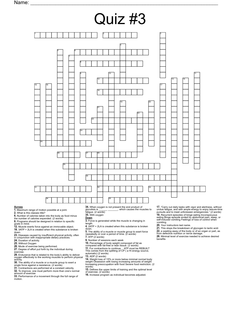 Quiz 3 Crossword WordMint