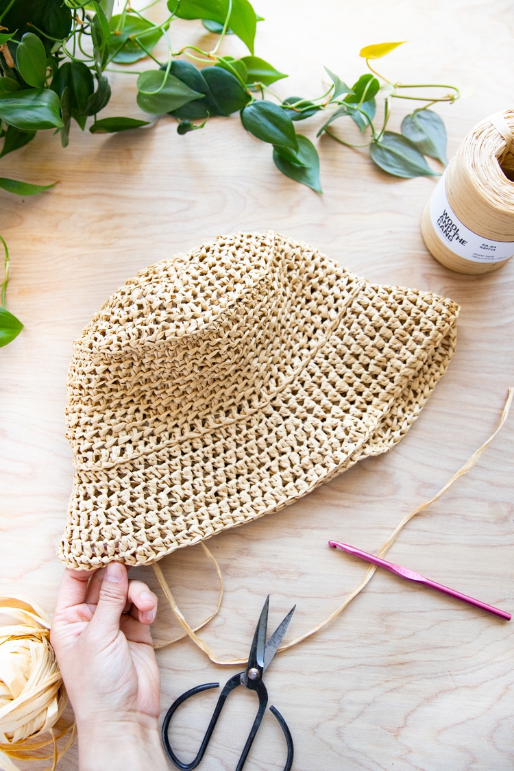 Raffia Crochet Bucket Hat Free Pattern 