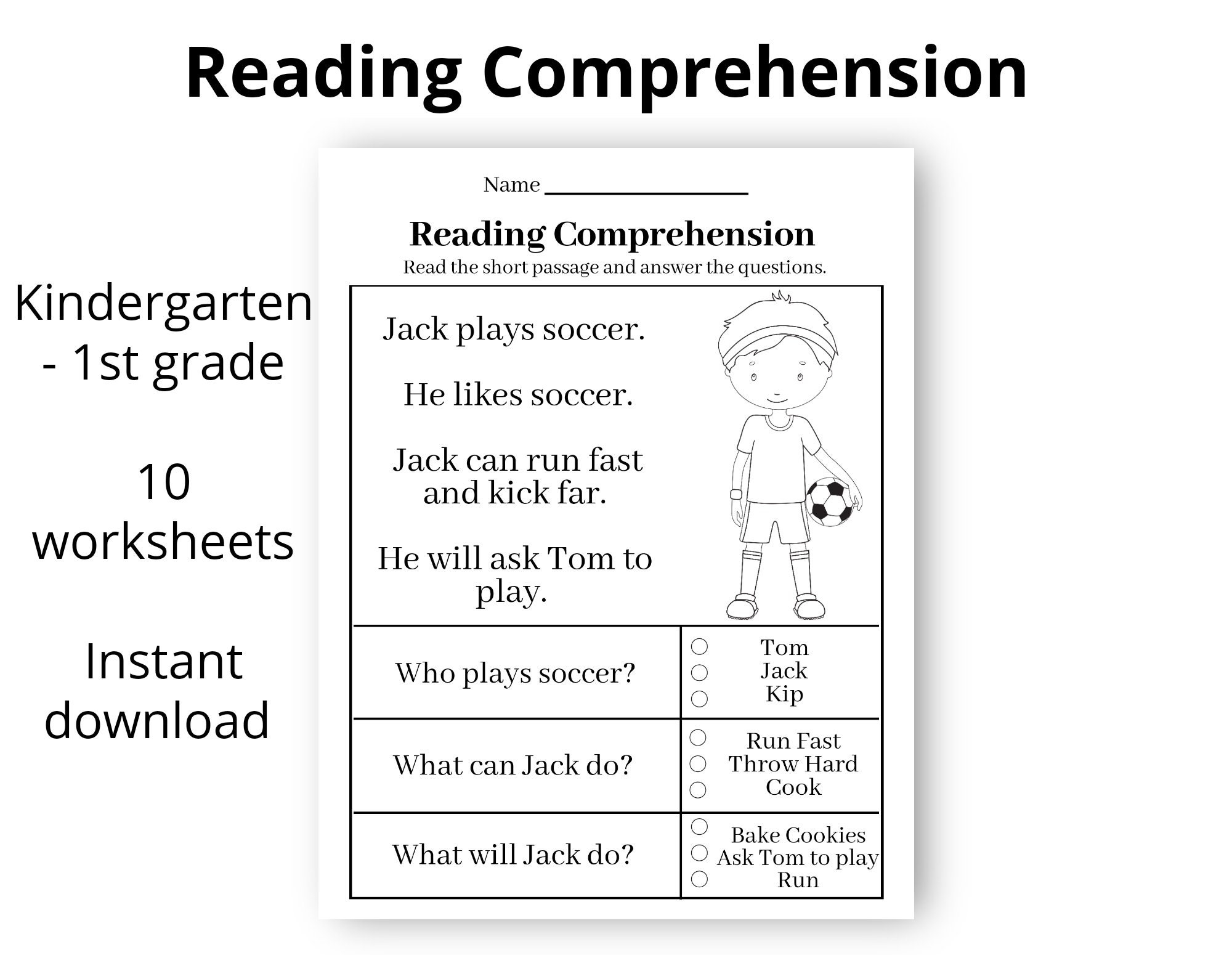 Reading Comprehension Printable Worksheet First Grade Kindergarten Instant Download Homeschool Teacher Kids Distance Etsy Reading Comprehension Printable Worksheet First Grade Kindergarten Instant Download Homeschool Teacher Kids Distance Etsy