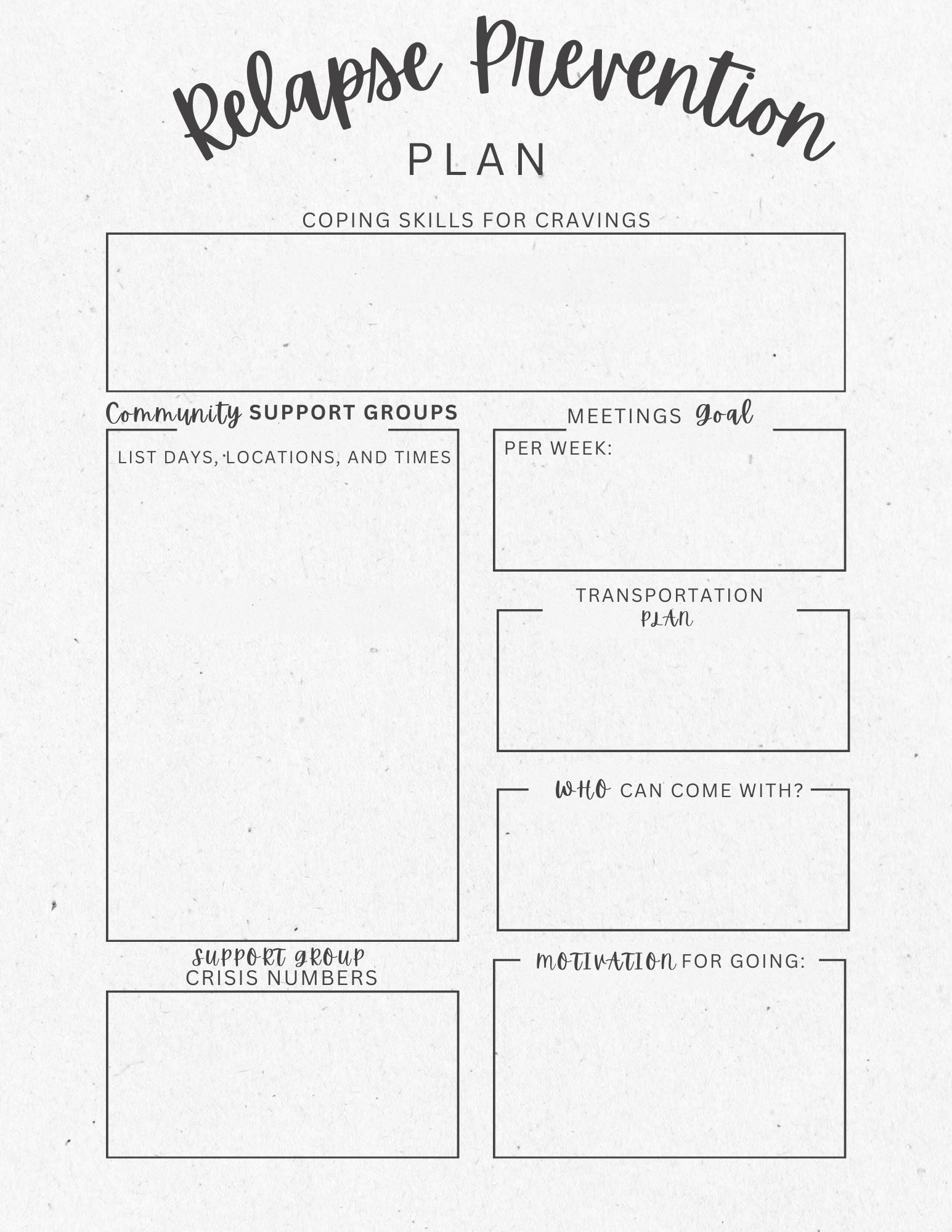 Relapse Prevention Plan Etsy Relapse Prevention Plan Etsy