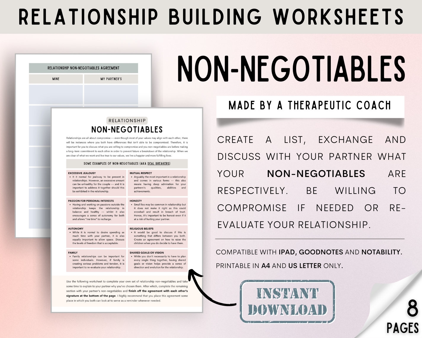 RELATIONSHIP NON NEGOTIABLES Worksheet Relationship Building For Couples Marriage Counselling Couples Therapy Etsy RELATIONSHIP NON NEGOTIABLES Worksheet Relationship Building For Couples Marriage Counselling Couples Therapy Etsy