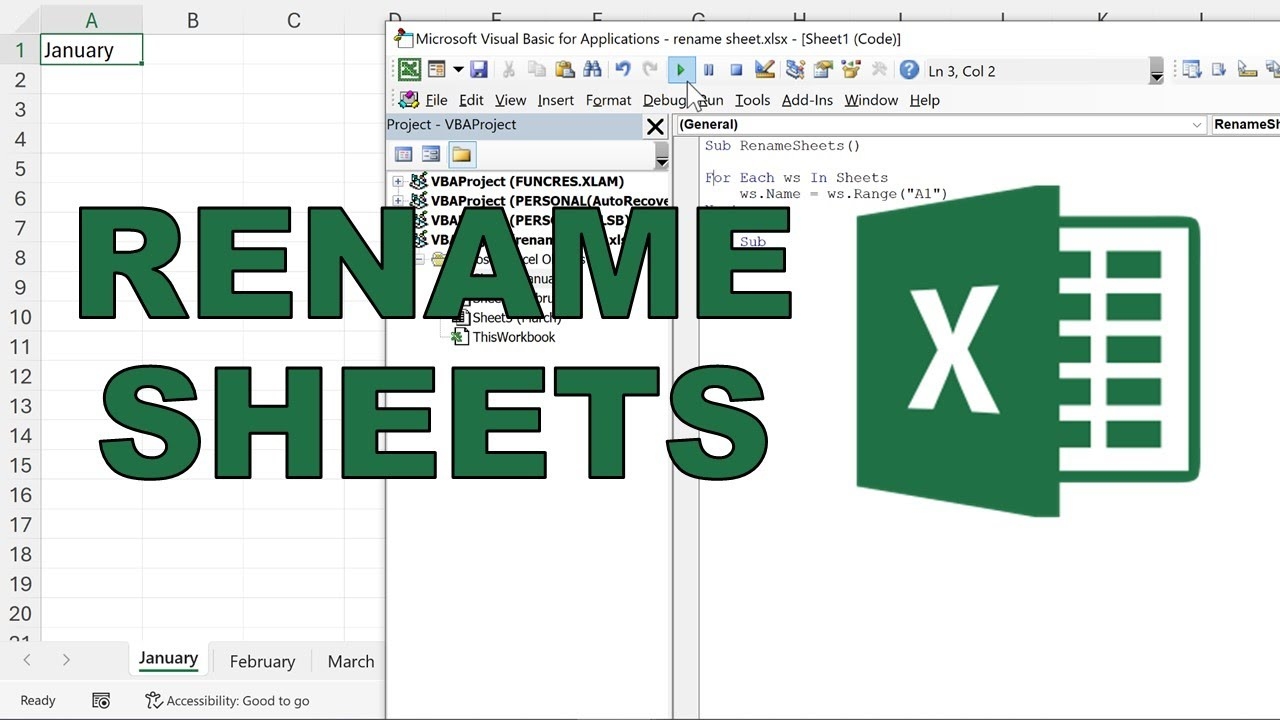 Rename Multiple Sheets At Once To Match Cell Values In Excel YouTube