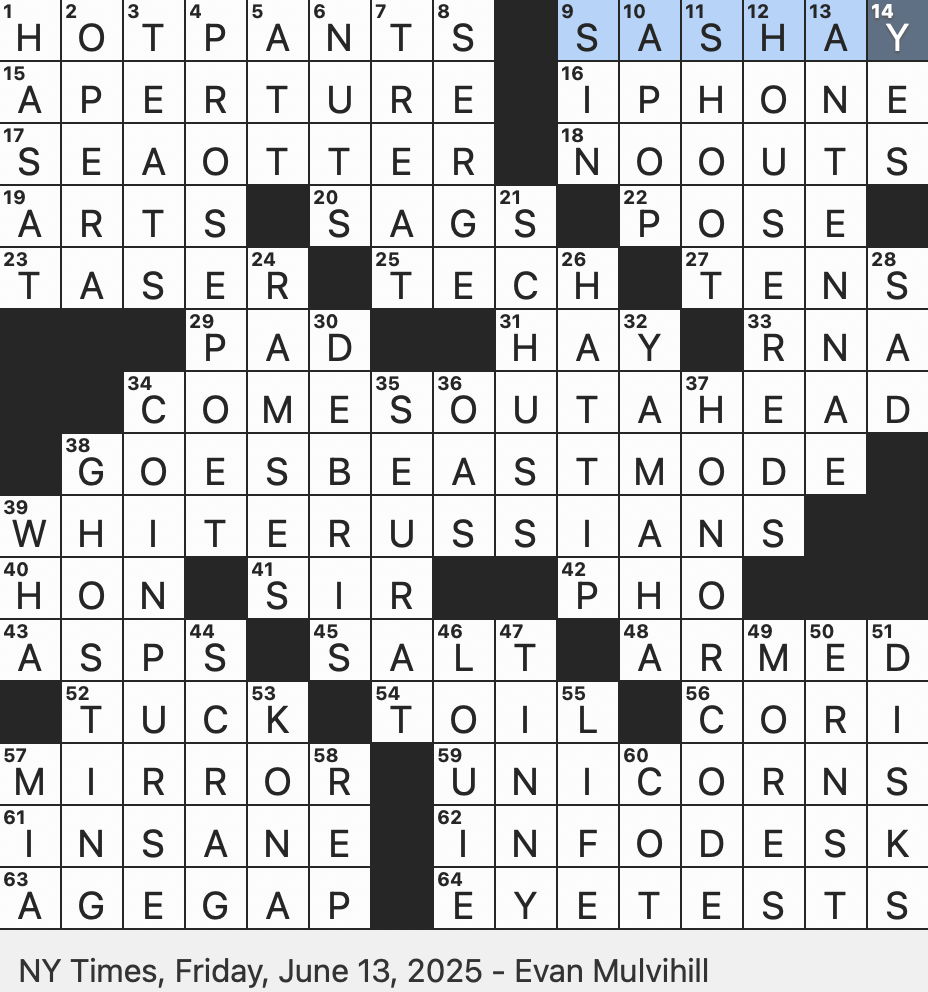 Rex Parker Does The NYT Crossword Puzzle Runs Wild In Gamer speak FRI 6 13 25 Going Dark On As One s Love Interest In Modern Parlance Majorly Successful Business Start ups Most