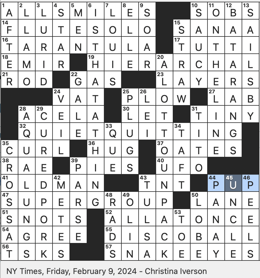 Rex Parker Does The NYT Crossword Puzzle Social Media Influencer Addison FRI 2 9 24 Philippine Island That s Home To Iloilo Trend For Unengaged Employees Fuzzy Exotic Pet Invention