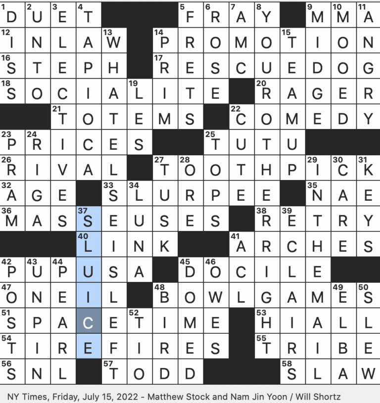 Rex Parker Does The NYT Crossword Puzzle Thick Tortilla That s The National Dish Of El Salvador FRI 7 15 22 Sibling Of Sol In Roman Myth Relatively New Addition To Thanksgiving 