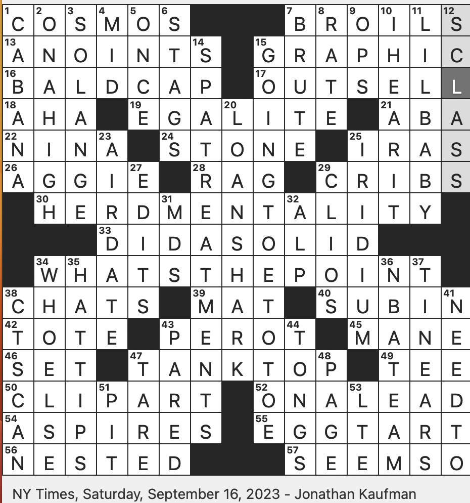 Rex Parker Does The NYT Crossword Puzzle Tittle tattles SAT 9 16 23 Trade Org Of Interest To Publishers And Authors Dim Sum Dessert Component Of A Mr Clean Costume Say Rex Parker Does The NYT Crossword Puzzle Tittle tattles SAT 9 16 23 Trade Org Of Interest To Publishers And Authors Dim Sum Dessert Component Of A Mr Clean Costume Say