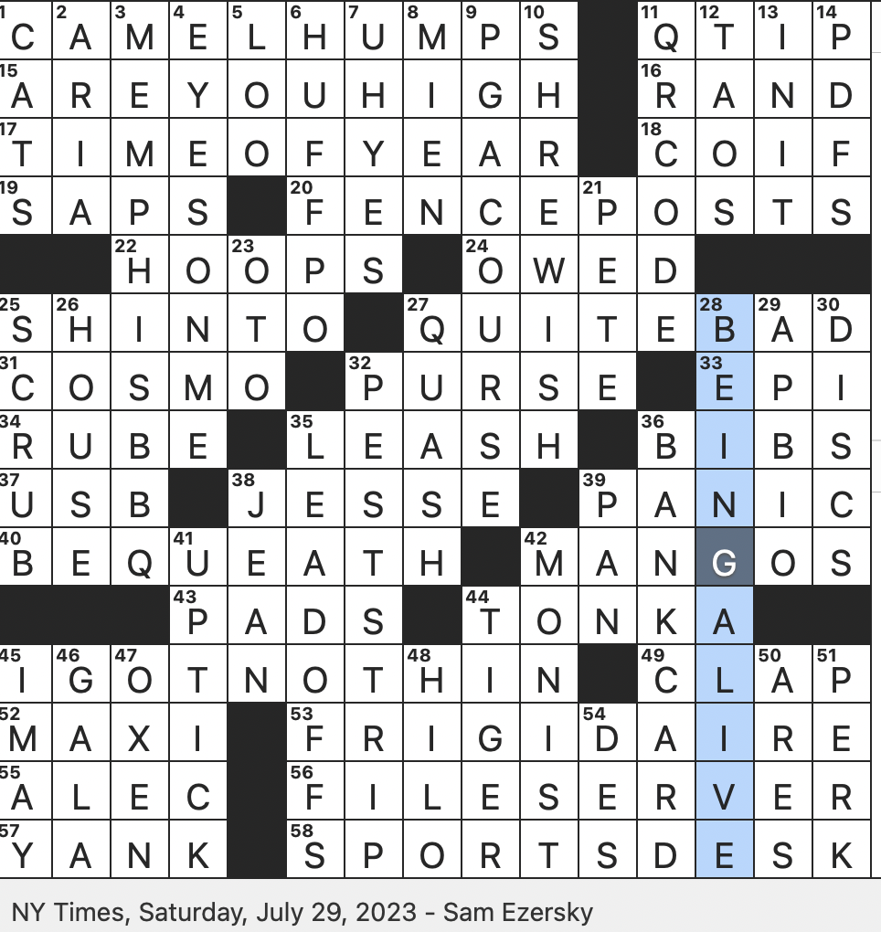 Rex Parker Does The NYT Crossword Puzzle Truck Maker Since 1947 SAT 7 29 23 Philosophical Denier Of Duality Literally Way Of The Gods Vodka Cran Alternative Foods That