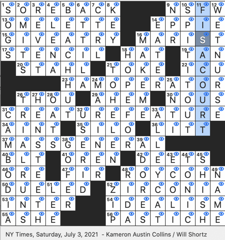 Rex Parker Does The NYT Crossword Puzzle Verdi Opera Set During The Fifth Century SAT 7 3 21 Boston s Flagship Medical Center Familiarly McCarthyite Called Out In Billy Joel s We Didn t