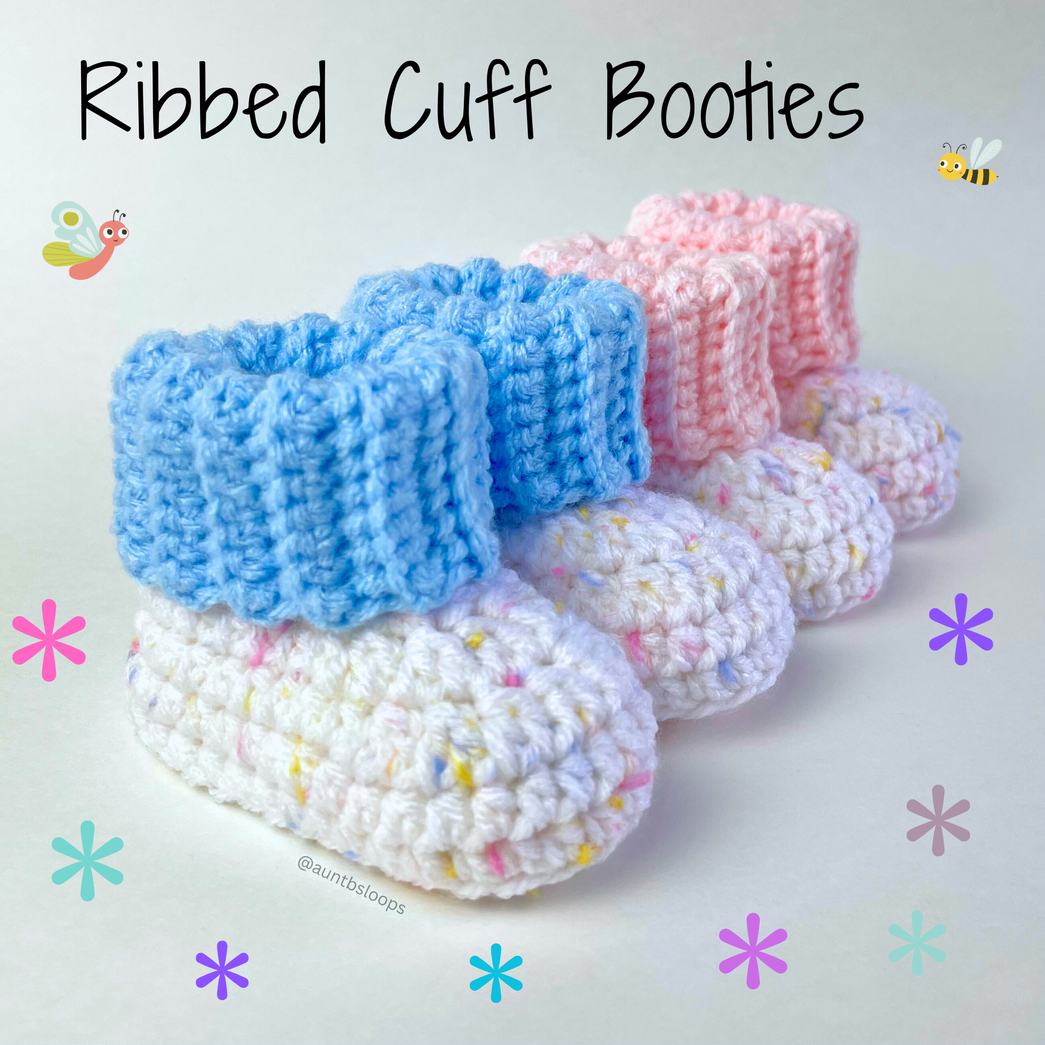 Ribbed Cuff Baby Booties Crochet Pattern Aunt B s Loops Stitches Ribbed Cuff Baby Booties Crochet Pattern Aunt B s Loops Stitches