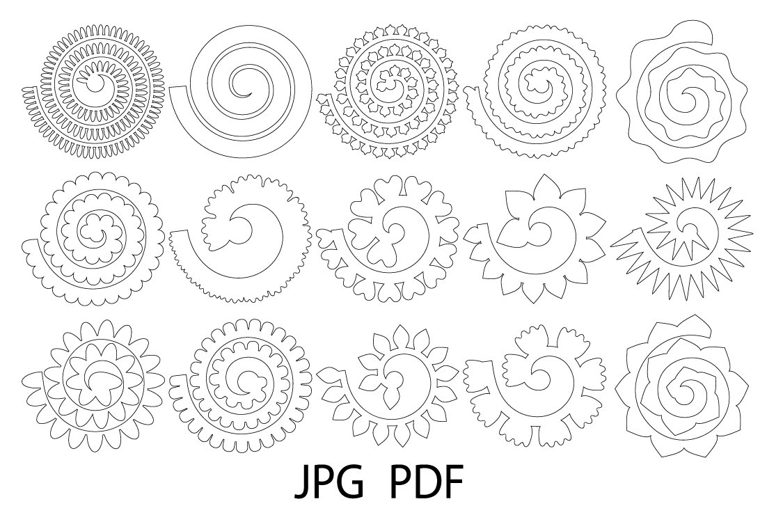 Rolled Paper Flower Templates SVG 3D Rose SVG 395227 Rolled Paper Flower Templates SVG 3D Rose SVG 395227