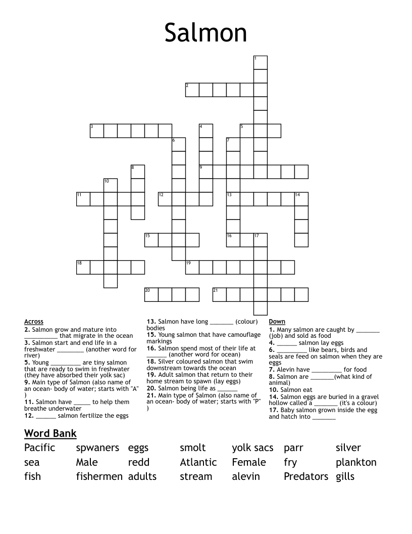 Salmon Crossword WordMint Salmon Crossword WordMint