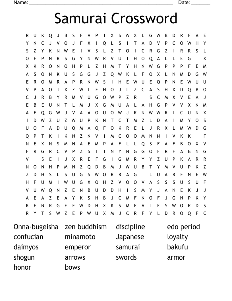 Samurai Crossword Word Search WordMint